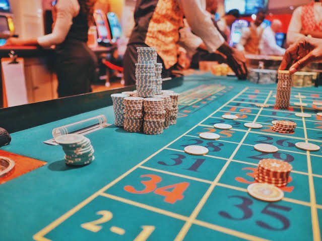 Casino limo service night out with roulette table chips and high-end entertainment