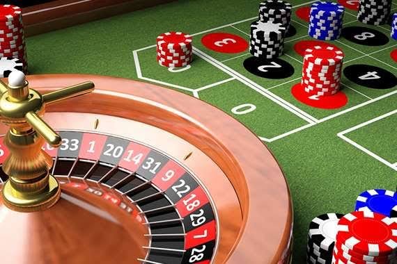 Casino limo service with roulette wheel and colorful gaming chips